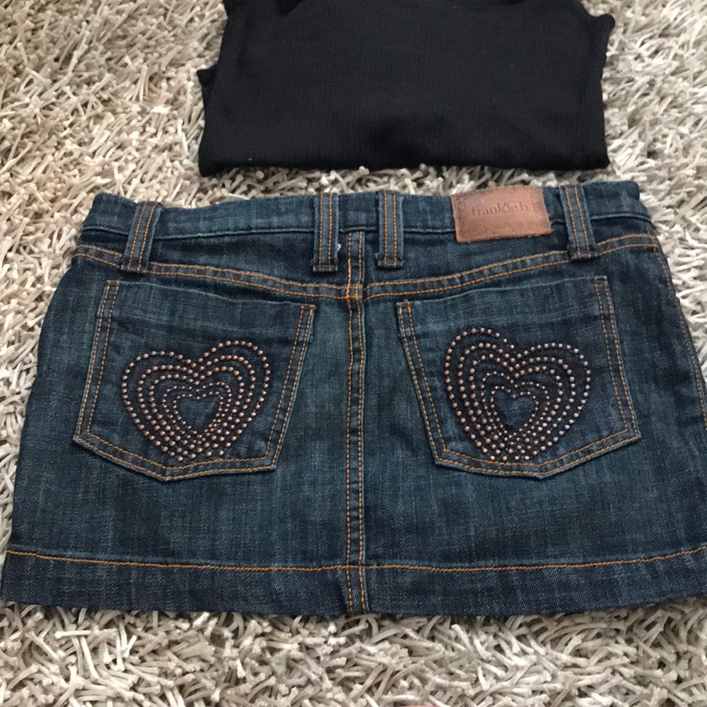 Frankie B Denim Mini Skirt | Sz 2 | Heart Pockets
